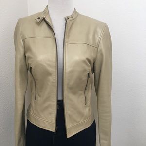 Calvin Klein Band Collar Moro Leather Jacket